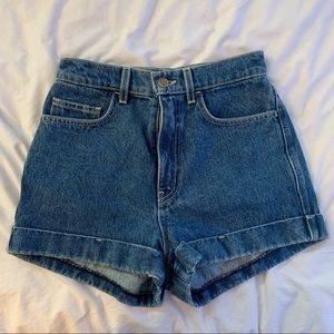 American Apparel Denim High-Waist Cuff Short